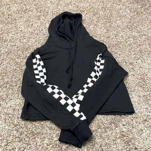 Cropped checkered hoodie no front pocket